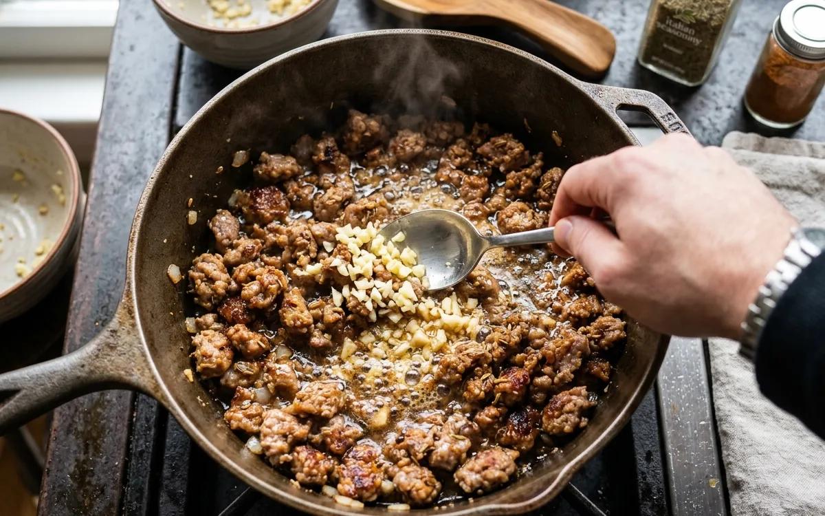 Step 3: Stir in the minced garlic and cook for one minute until frag