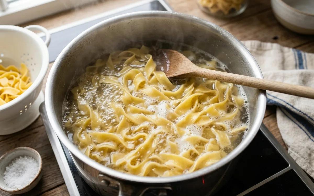 Step 5: Boil the egg noodles in a separate pot of salted water accor