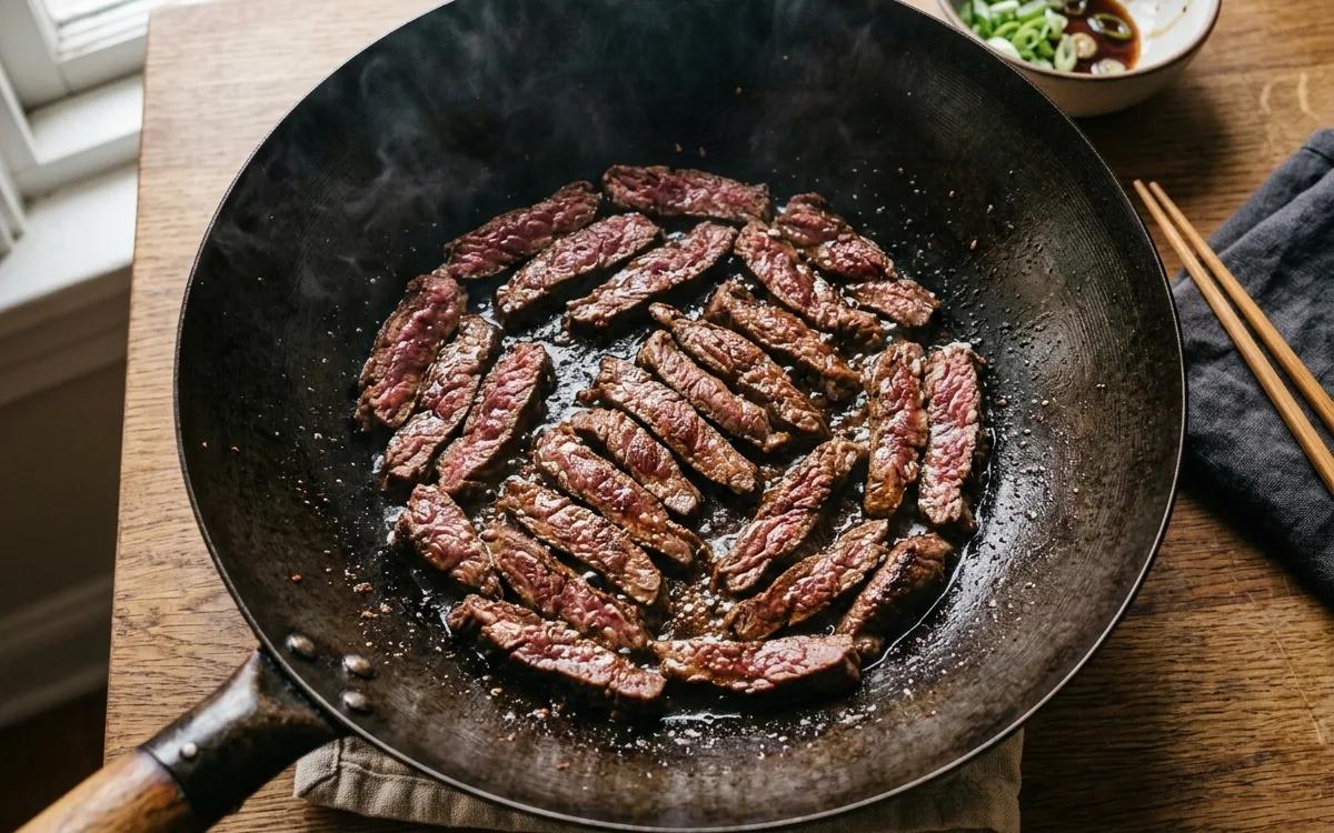Step 4: Add the beef in a single layer and sear until browned, then 