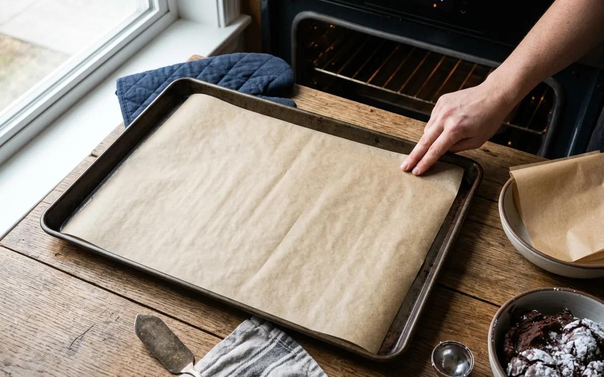 Step 6: Preheat your oven to 350 degrees F and line a baking sheet w