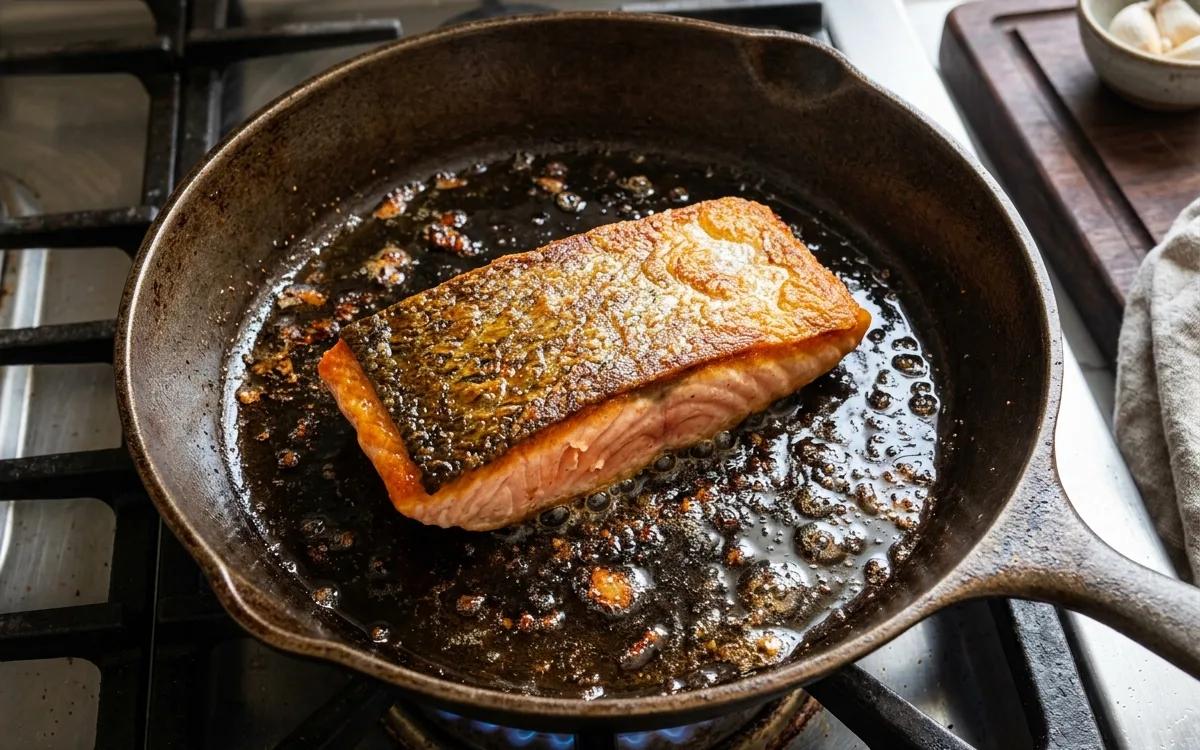 Step 5: Cook for 5 to 6 minutes without moving the fish until the sk