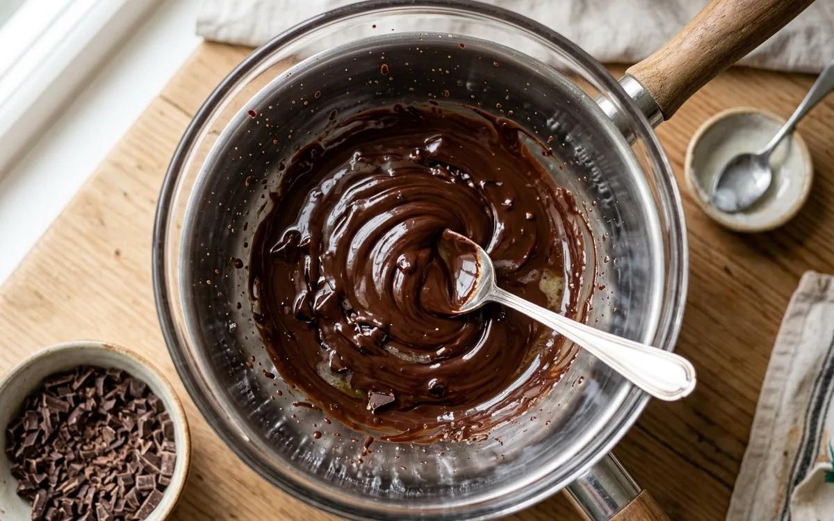 Step 5: Melt the chopped dark chocolate and coconut oil in a double
