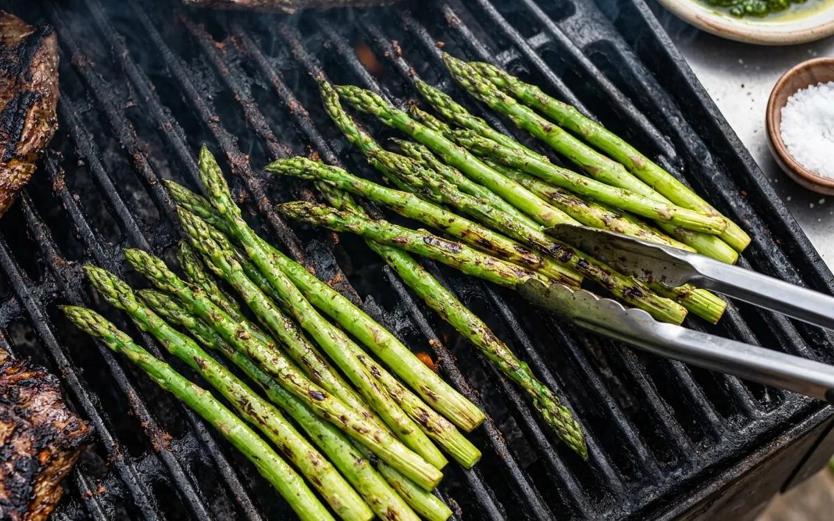 Step 5: Add the asparagus to the grill during the last 5 minutes, tu