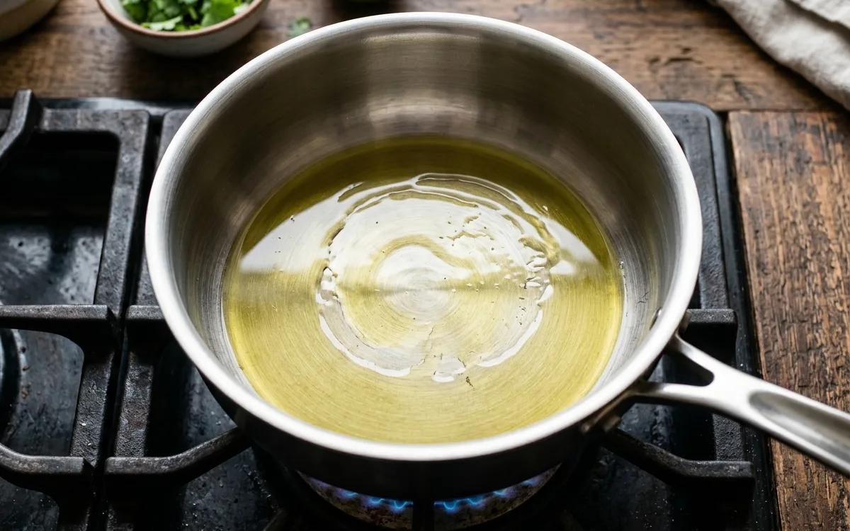 Step 1: Heat the olive oil in a medium saucepan over medium heat.
