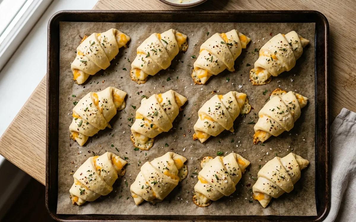 Step 5: Place the rolls on the baking sheet with the point side down