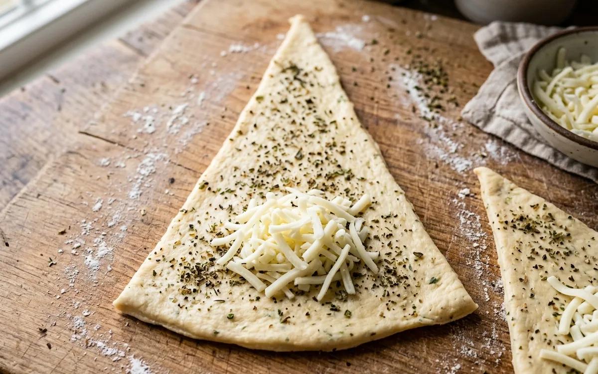Step 3: Place about two tablespoons of mozzarella cheese near the wi