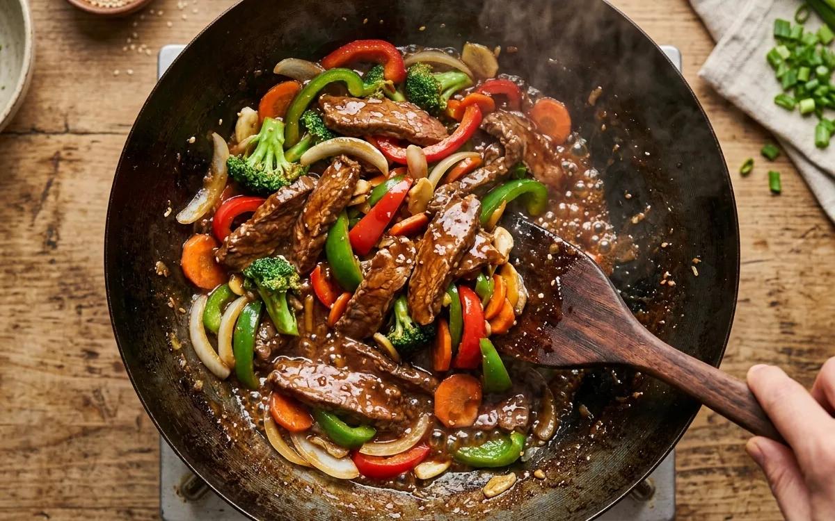 Step 9: Toss everything together for one minute until the sauce thic