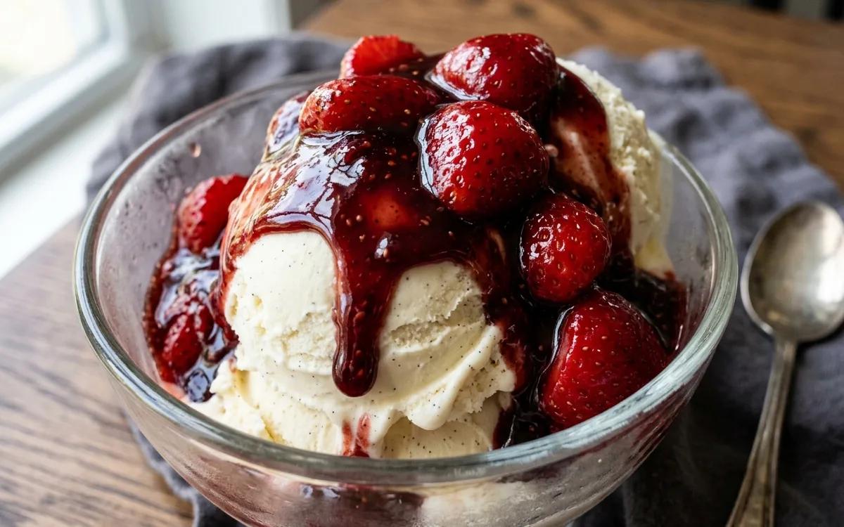 Classic Strawberries Jubilee with Vanilla Bean Ice Cream — French desserts recipe