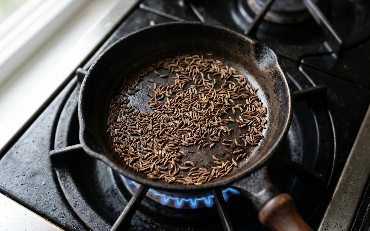 Step 2: Heat a small dry skillet over medium heat and toast the cara