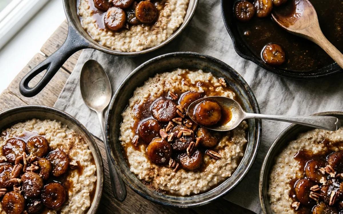 Step 10: Top each bowl with the caramelized bananas and the sauce fro
