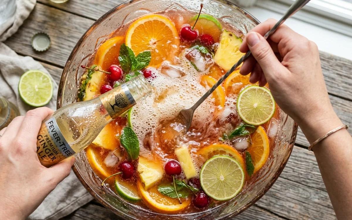 Step 4: Add the ginger ale and stir one final time to combine.