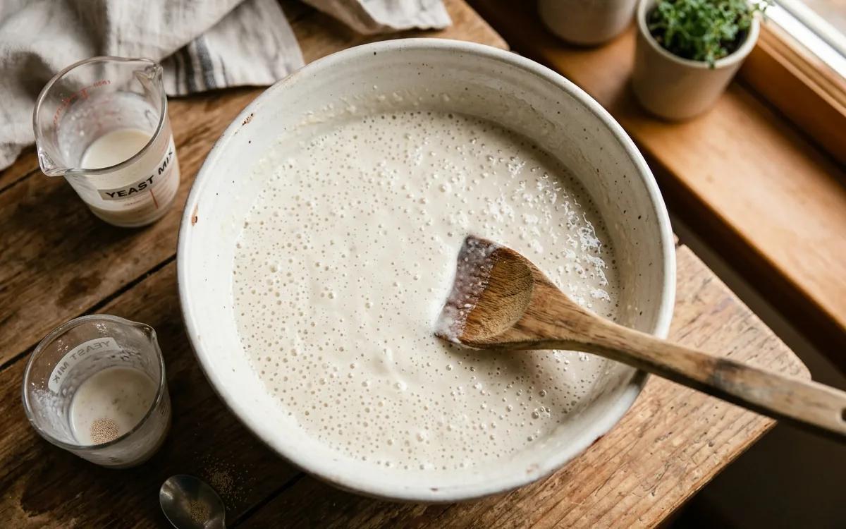 Step 3: Stir in the yeast and let the batter rest in a warm spot for