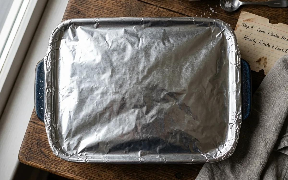 Step 9: Cover the dish with foil and bake for 30 minutes.