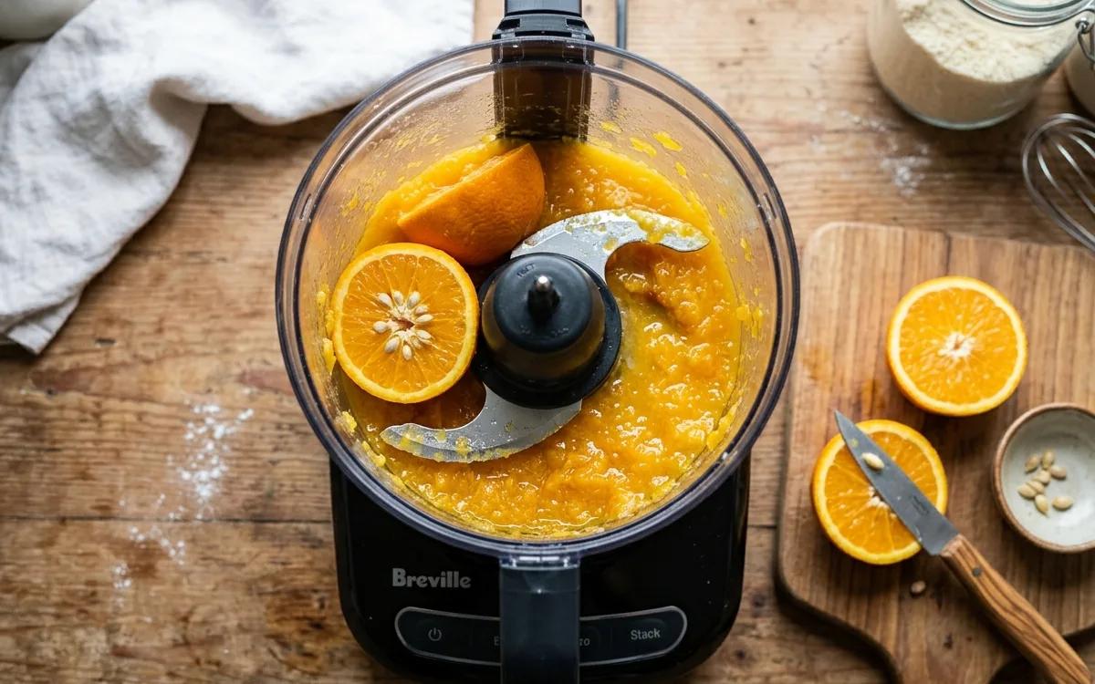 Step 4: Cut the oranges open, remove any seeds, and purée the fruit