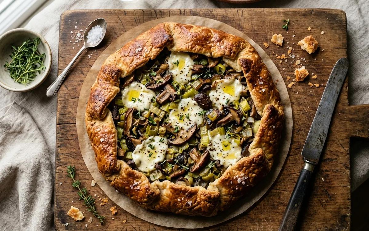 Rustic Leek, Mushroom, and Goat Cheese Galette — French dinner recipe