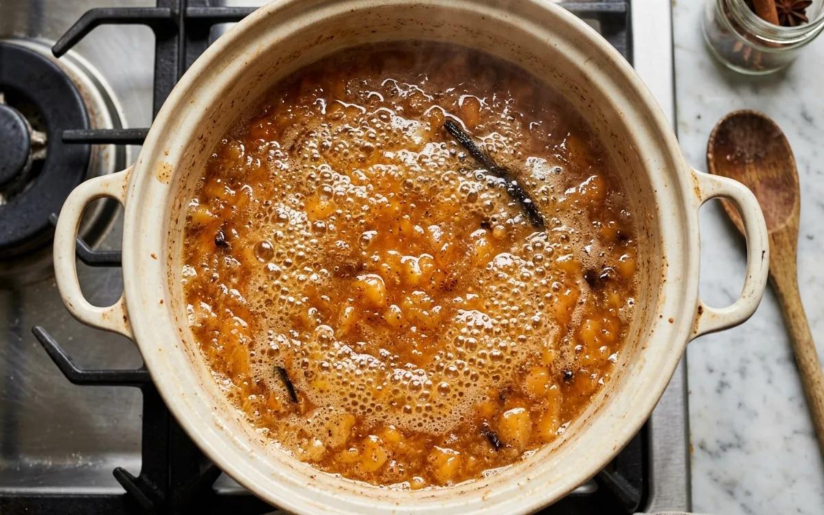 Step 3: Bring the liquid to a gentle boil, then reduce the heat to l