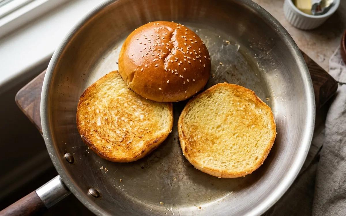 Step 5: Lightly toast the buns in a clean pan or a toaster until gol