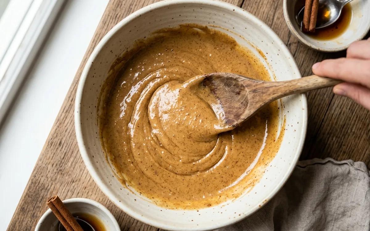 Step 2: In a medium mixing bowl, stir together the almond butter, ma