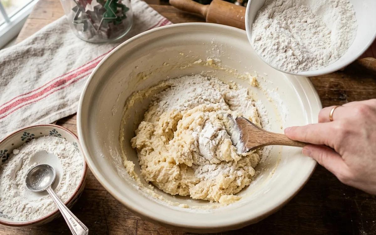 Step 4: Gradually add the dry ingredients to the butter mixture, mix