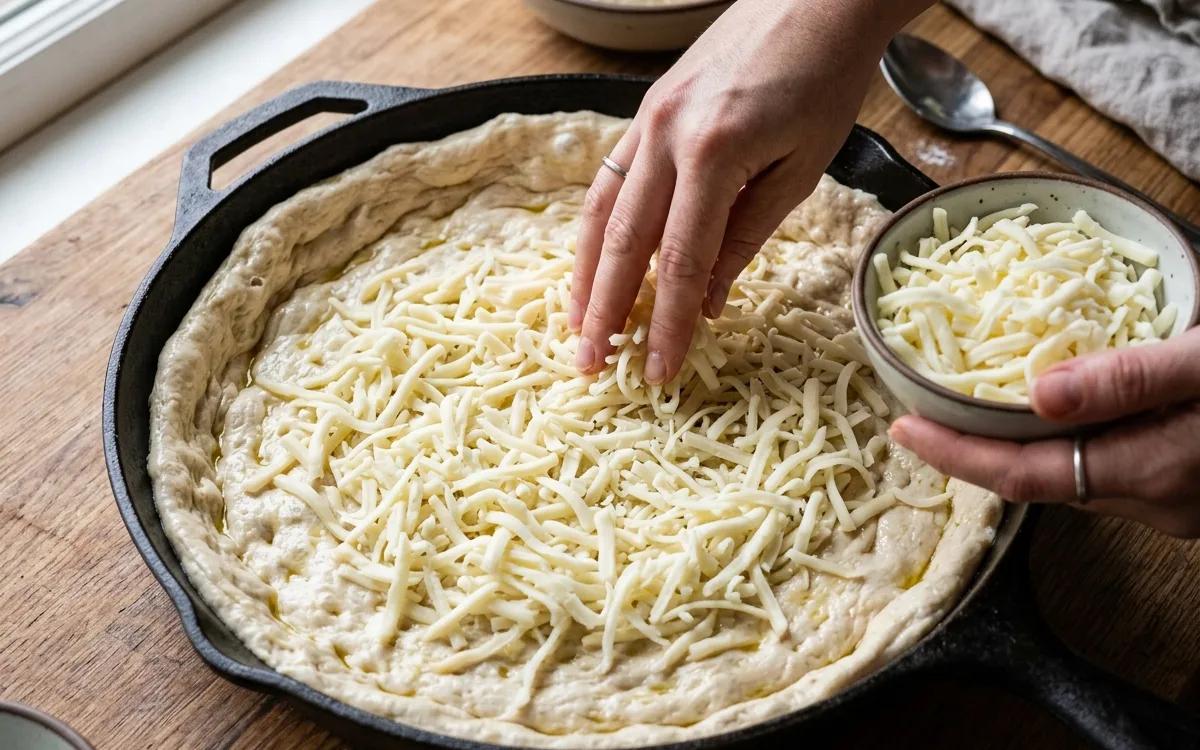 Step 5: Layer the mozzarella cheese directly onto the bottom of the 