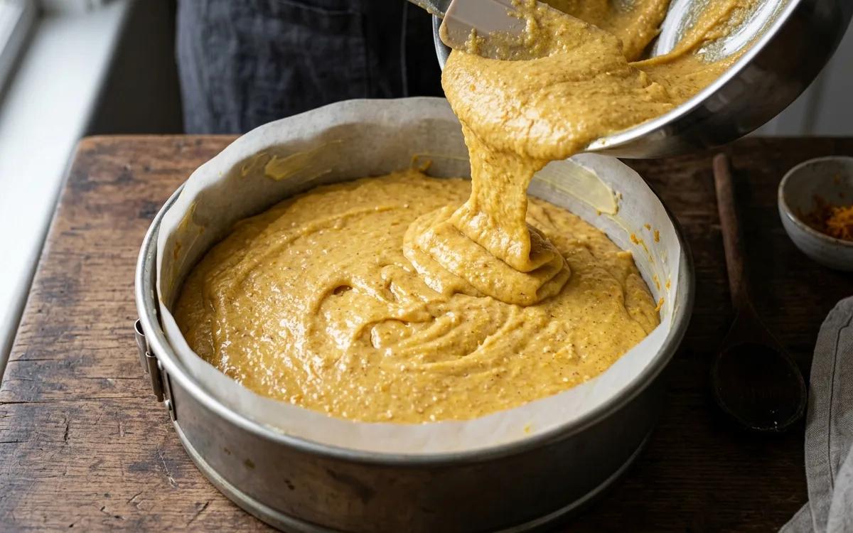 Step 7: Pour the batter into the prepared pan and smooth the top.