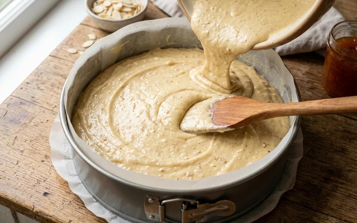 Step 6: Pour the batter into the prepared pan and smooth the top.