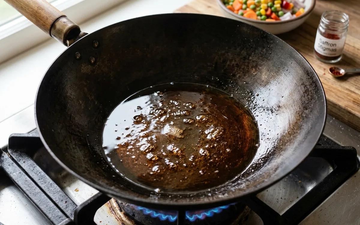 Step 2: Heat the sesame oil in a large wok or skillet over medium-hi