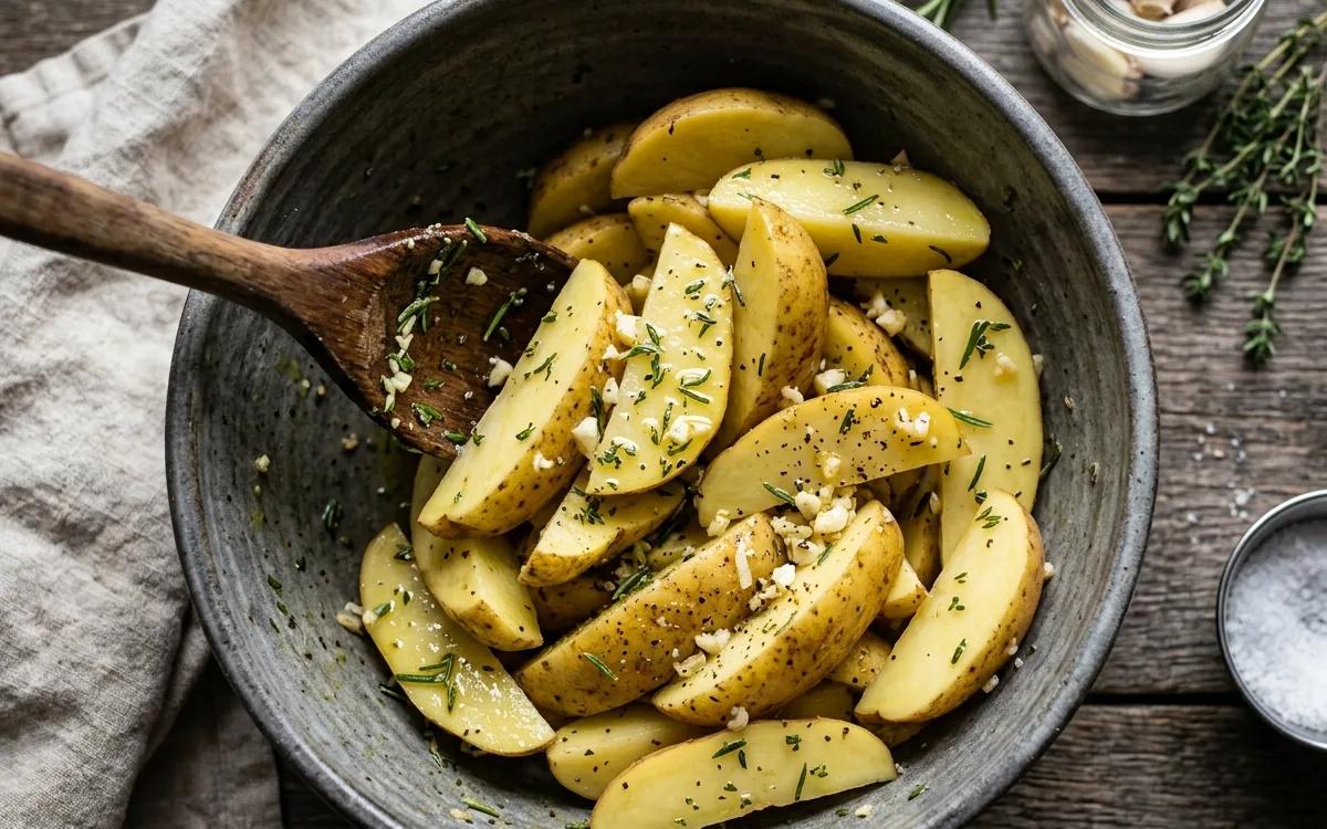 Step 5: Toss everything together until the potatoes are evenly coate