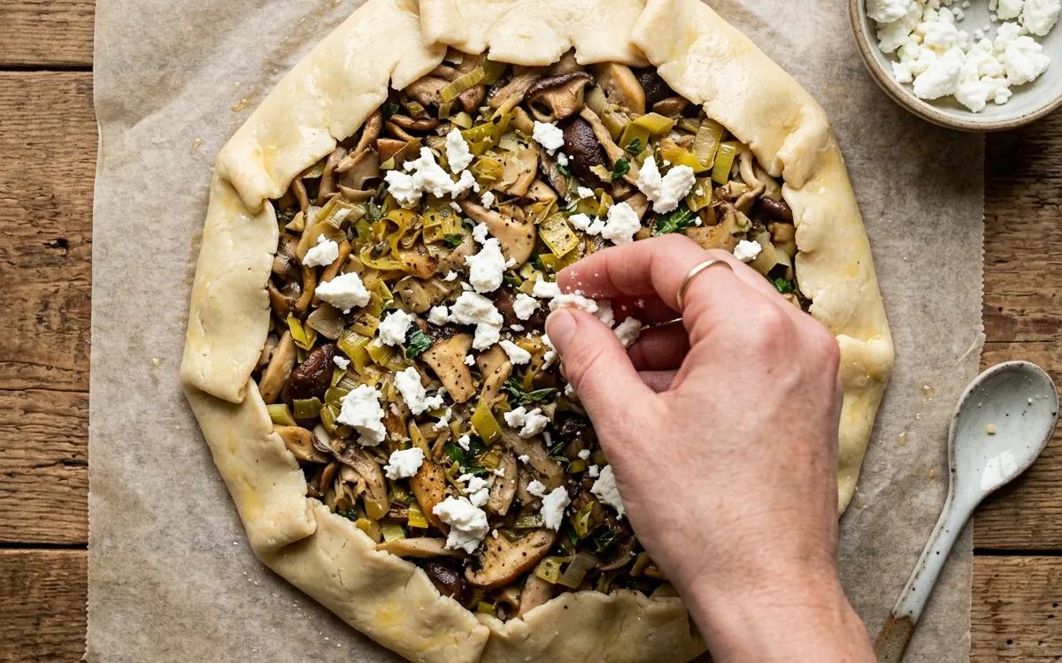 Step 8: Sprinkle the goat cheese evenly over the vegetables.
