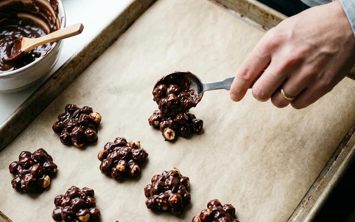 Step 7: Use a tablespoon to drop clusters of the mixture onto a parc
