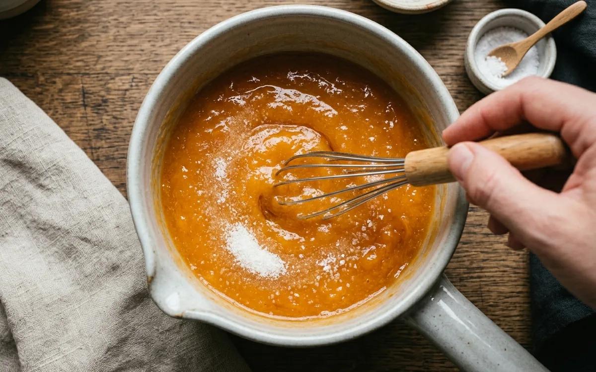 Step 3: Stir in the sugar and salt until fully incorporated, then le