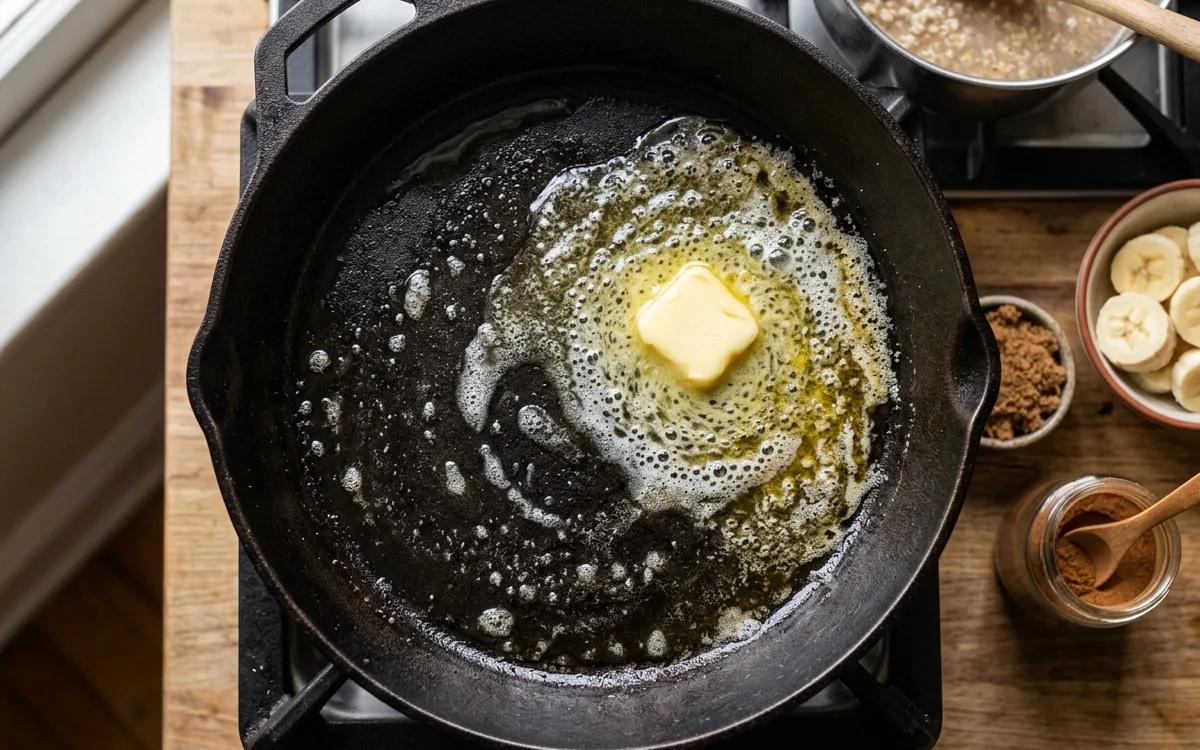 Step 4: While the oats cook, melt the butter in a separate skillet o