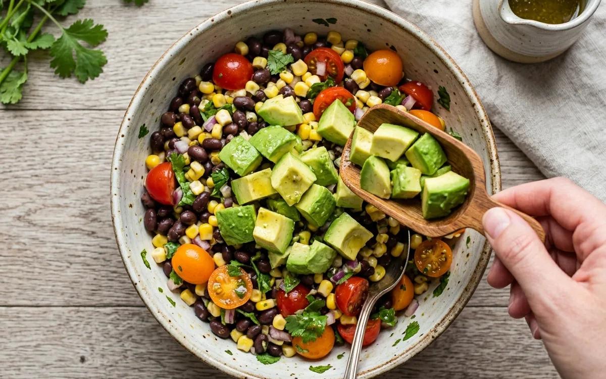 Step 4: Add the cubed avocado to the bowl.