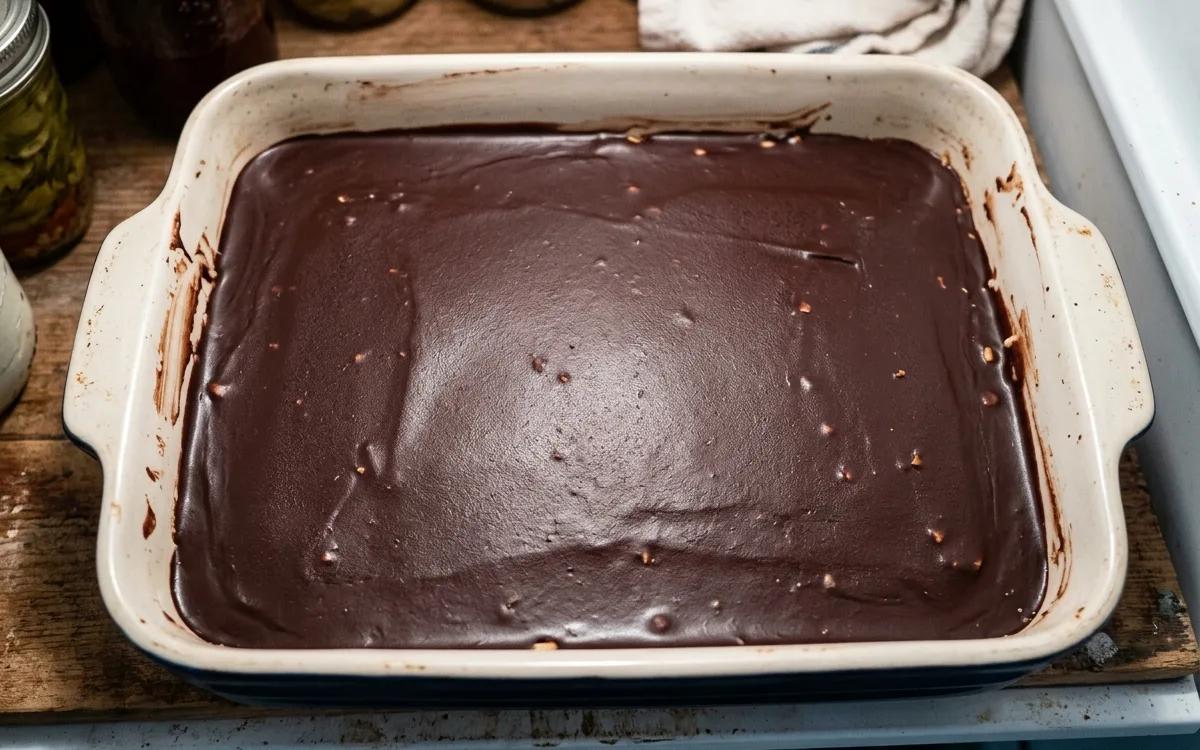 Step 11: Refrigerate the pan for at least 2 hours until the chocolate