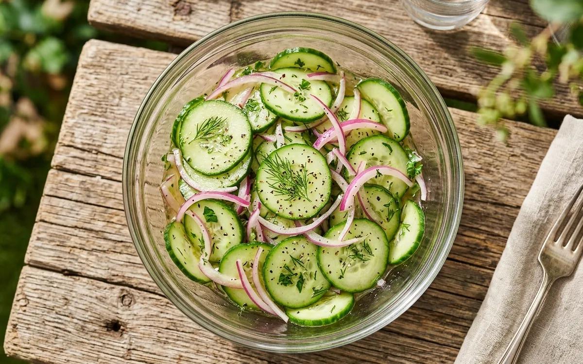 Crunchy Vinegar Cucumber Salad for Texas BBQ — American lunch recipe
