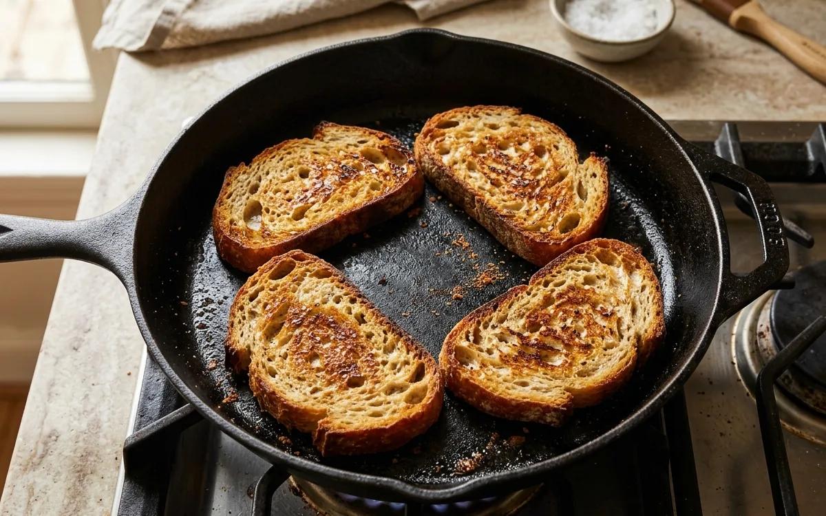 Step 5: Toast the sourdough slices until crisp and golden.