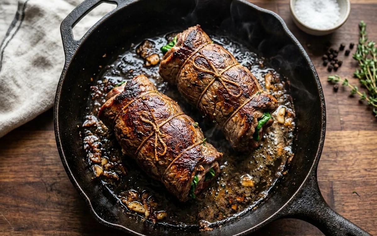 Step 8: Sear the roulades for three minutes per side until deeply br