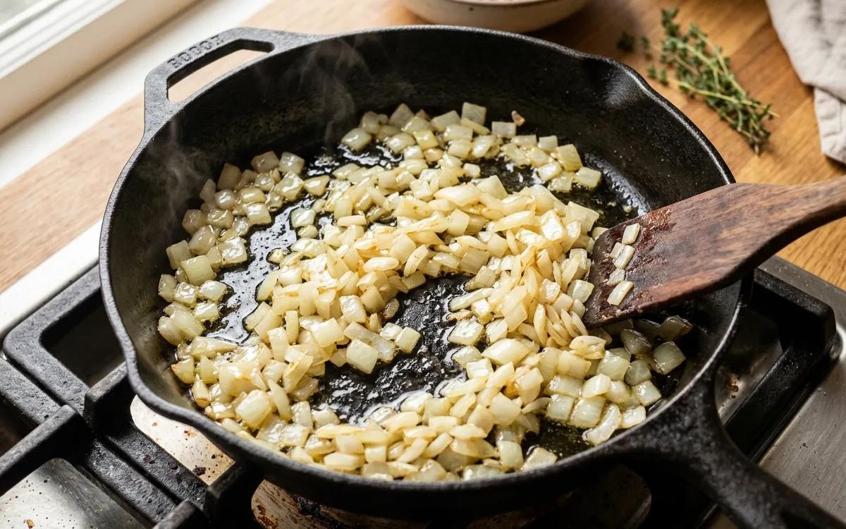 Step 2: Heat olive oil in a large skillet over medium heat and sauté