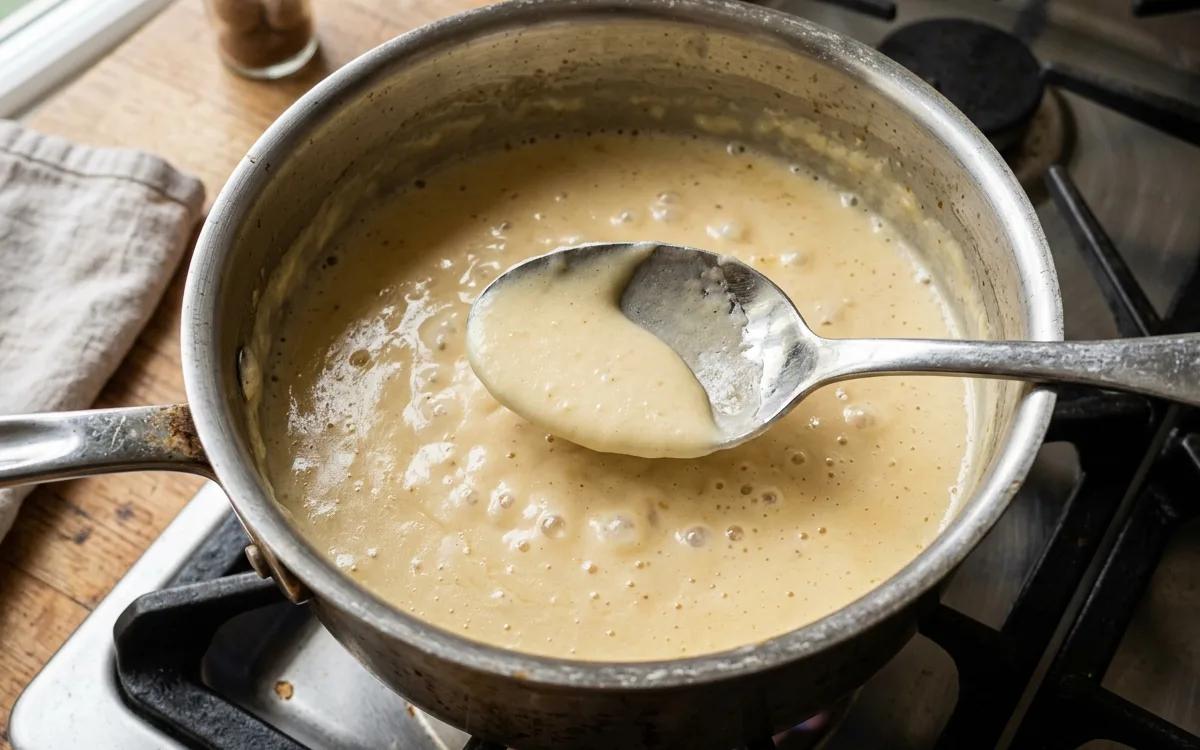 Step 6: Simmer the sauce for five minutes until it thickens enough t