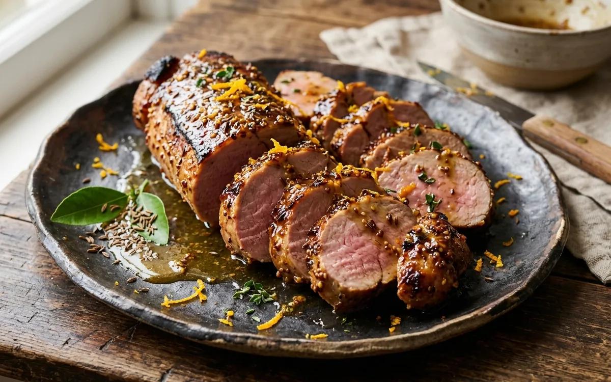 Roasted Pork Tenderloin with Citrus Caraway Mustard Glaze — American dinner recipe
