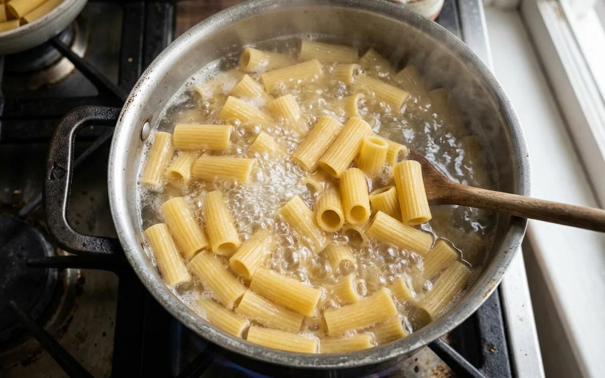 Step 1: Bring a large pot of salted water to a boil and cook the pas