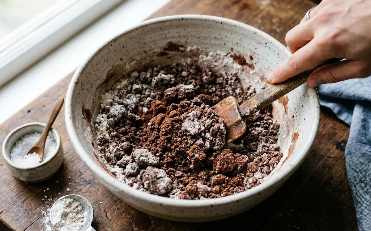 Step 3: Mix in the flour and salt until a crumbly dough forms.