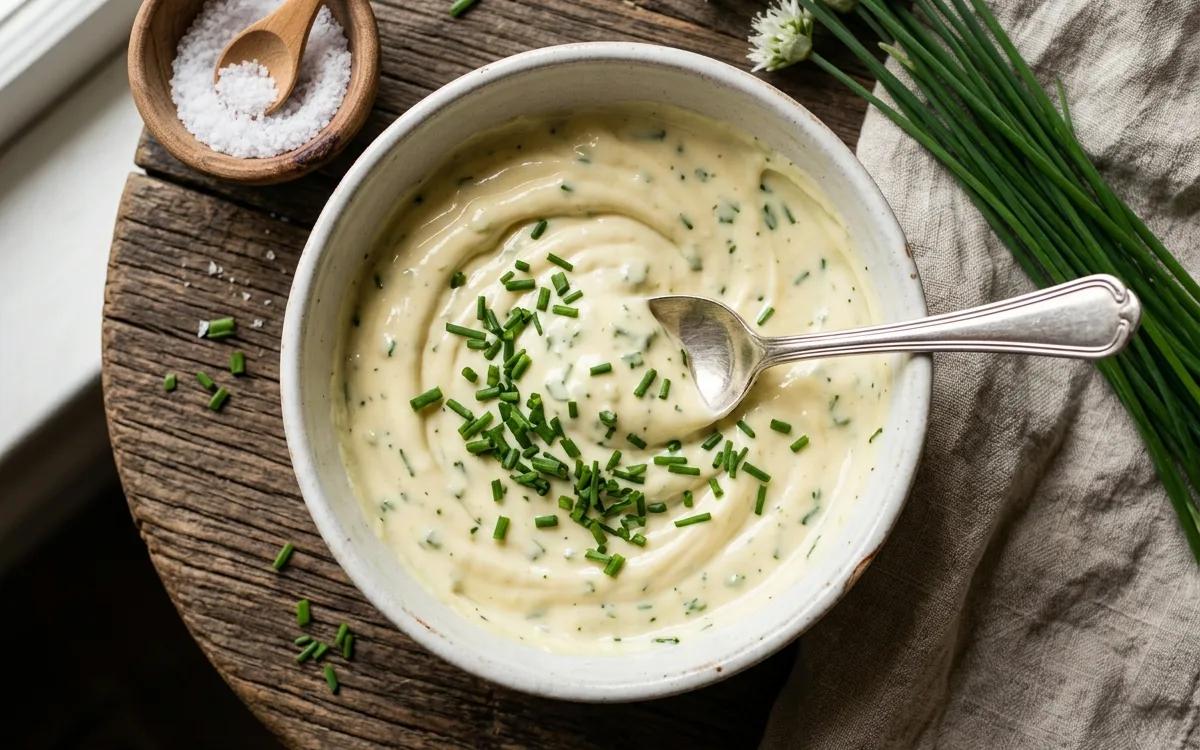 Step 6: Stir in the chopped chives with a spoon and adjust the salt 