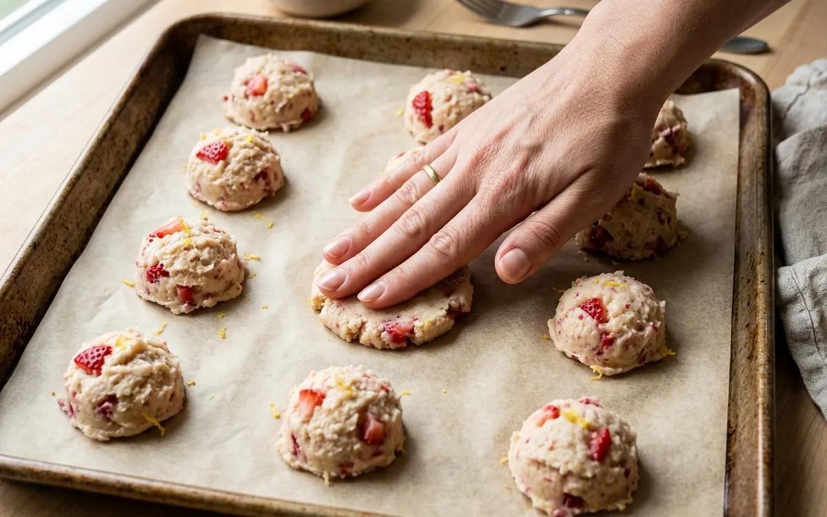 Step 7: Flatten each scoop slightly with the palm of your hand.