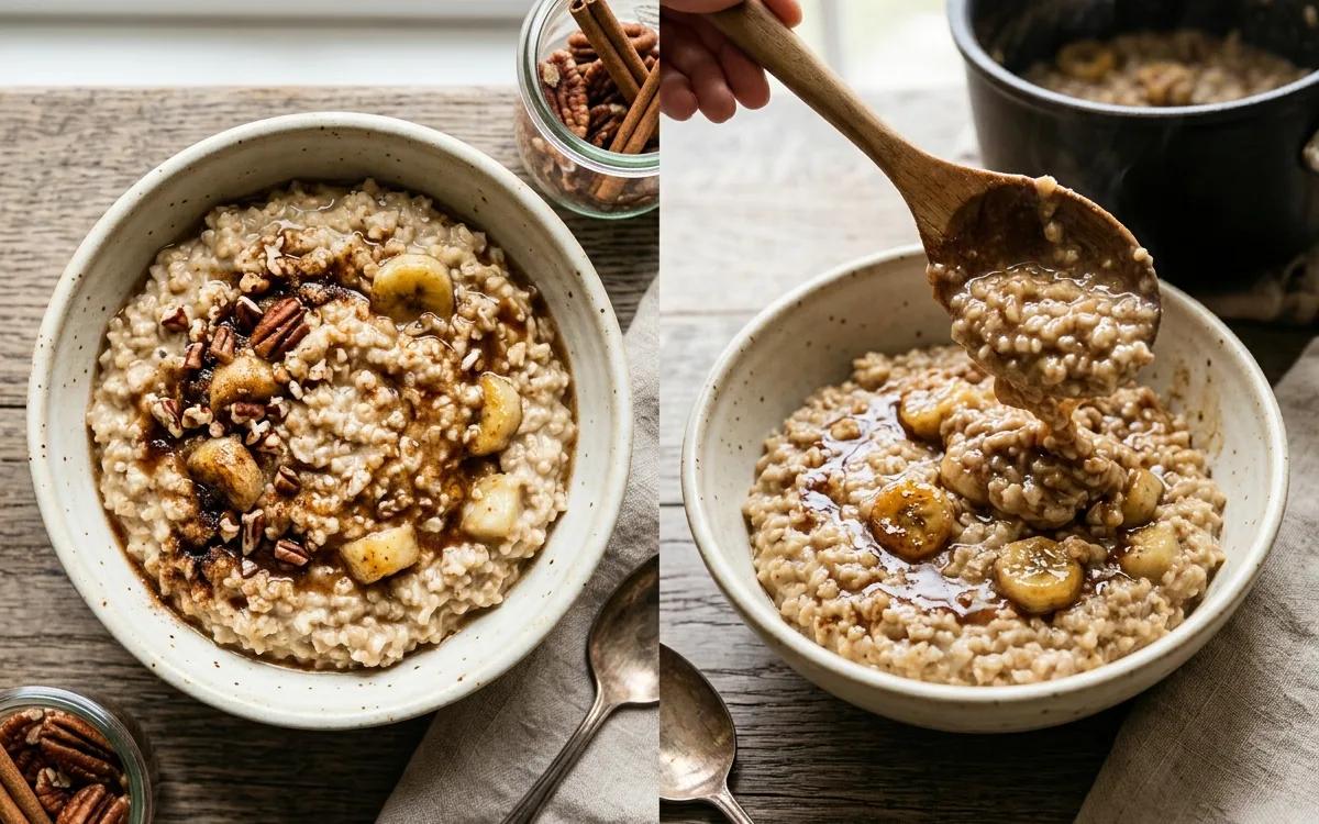 Step 9: Divide the cooked oats into two bowls.
