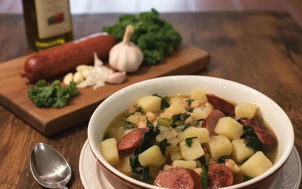 Authentic Portuguese Caldo Verde (Sausage and Kale Soup) — American dinner recipe