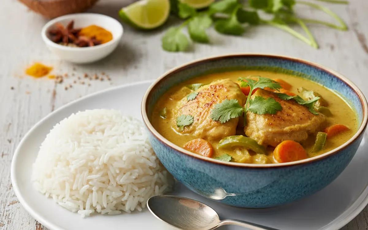 Coconut Curry Chicken over Sticky Rice — american recipe