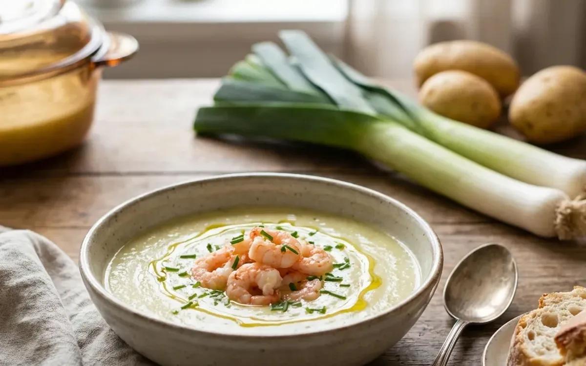Creamy Leek and Potato Soup with Shrimp — american recipe