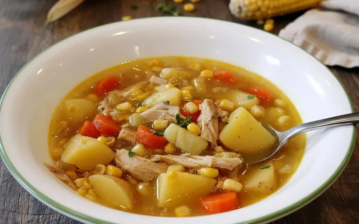 Fall Corn Rotisserie Chicken Soup — American dinner recipe