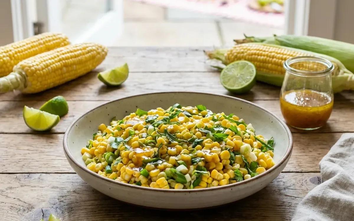 Fresh Summer Corn and Green Onion Salad with Honey Lime Dressing — American lunch recipe